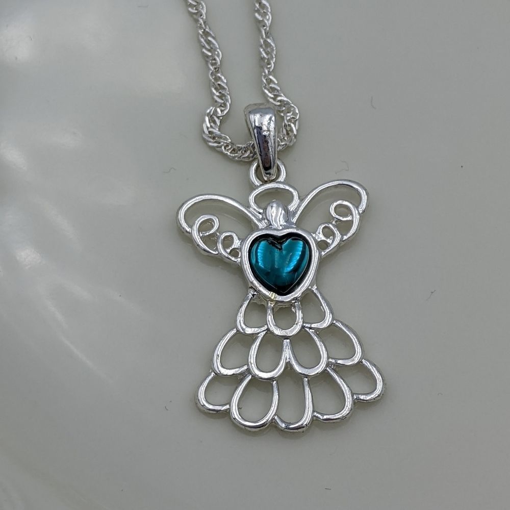 3 For 25 Lmarch Birthstone Silver Angel Necklace